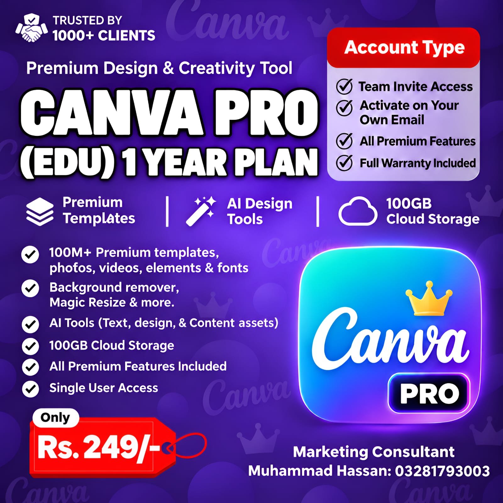 Canva Pro (Edu) 1 Year